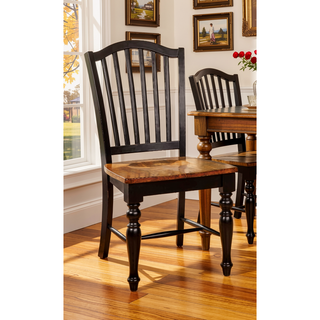 Sunvega Transitional Style 2pc Side Chair with Turned Leg Design in Black and Antique Oak Finish