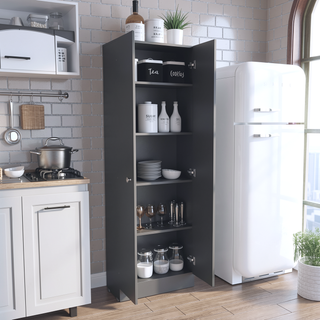 Sunvega Five Shelves Multistorage Pantry Cabinet with Double Door for Kitchen