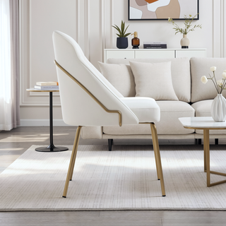 Sunvega Modern Upholstered Leatherette Dining Chair with Gold Steel Frame