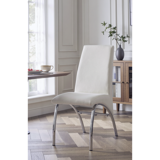 Sunvega PU Leather High Back Armless Dining Chair with Chrome Finish Metal Legs