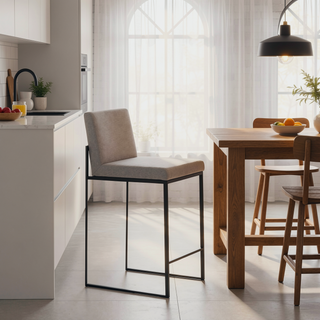Sunvega Fuji High Back Counter Stool Set of 3 with Padded Seat and Backrest