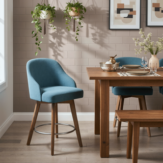 Sunvega Swivel Counter Stool with Medium High Back and Metal Ring Footrest