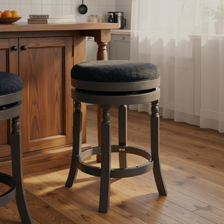 Sunvega Weathered Gray Finish 24 Inch Counter Stool with Charcoal Fabric Seat