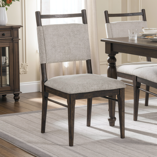 Sunvega Modern Dark Walnut Rubberwood Side Chairs with Upholstered Polyester Seat