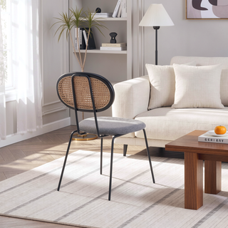 Sunvega Modern Industry Chic Cane Dining Chair Set of 2 for Dining Room