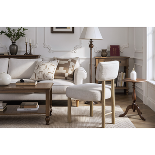 Sunvega Light Natural Oak Finish Upholstered Chair Set with Rounded Corners