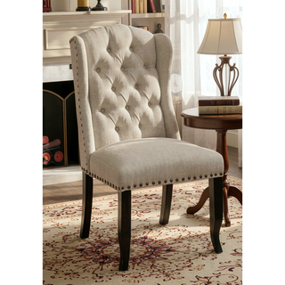 Sunvega Rustic Style Antique Black and Beige Finish Wingback Dining Side Chairs
