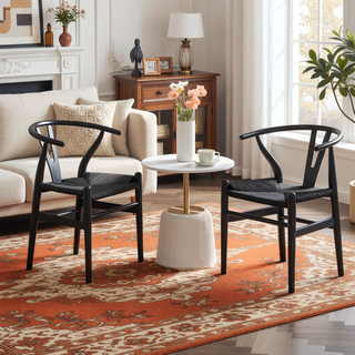 Sunvega Solid Wood Wishbone Dining Chairs Mid Century Modern for Beach House Fully Assembled