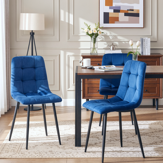 Sunvega Grey Velvet Dining Chairs Set of 2 with Metal Legs for Kitchen and Living Room