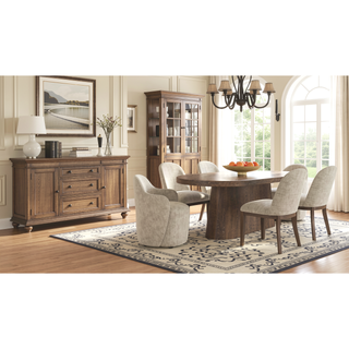 Sunvega Ivory Polyester Upholstered Swivel Barrel Chair with Cocoa Wood Base