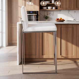 Sunvega Fuji Contemporary High Back Counter Stool with Velvet Upholstery and Metal Frame