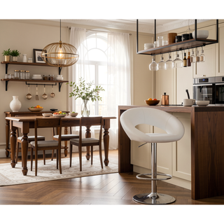 Sunvega Modern Adjustable Height Faux Leather Swivel Stools with Chrome Base Set of 2