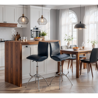 Sunvega Modern PU Swivel Adjustable Bar Stool with Chrome Metal Legs