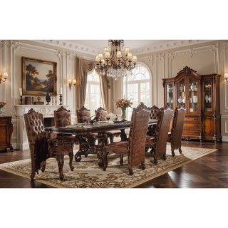 Sunvega Light Brown and Cherry Oak Tufted Arm Chair Set of 2 with Plush Padding
