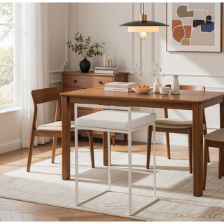 Sunvega Contemporary Stackable Counter Stool with White Velvet Upholstered Cushion Set of 2