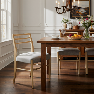 Sunvega Farmhouse Style Dining Chairs Set of 2 with Upholstered Seating and Ladder Back