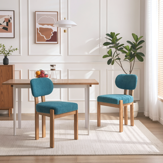 Sunvega Modern Upholstered Wooden Dining Chairs Set of 2 for Small Spaces