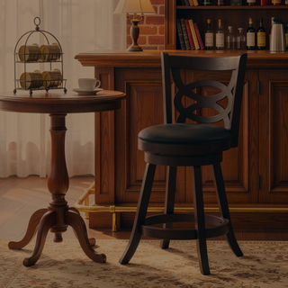 Sunvega Swivel Counter Height Stool Set of 2 in Cappuccino and Black Leatherette Upholstery