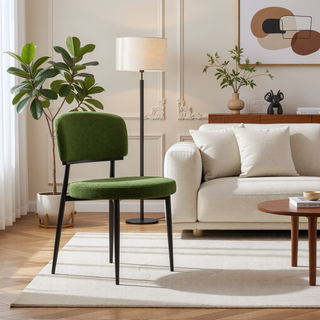 Sunvega Modern Upholstered Dining Chairs with Soft Seat and Metal Legs Set of 2 White