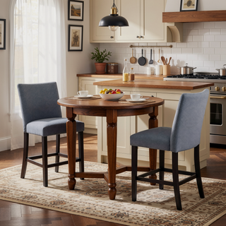 Sunvega Gray Weathered Espresso Parson Style Counter Height Chairs with Padded Seat