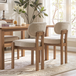 Sunvega Modern Upholstered Wooden Dining Chairs Set of 2 for Small Spaces