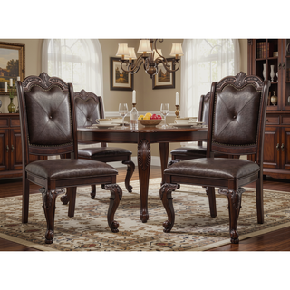 Sunvega Traditional Style Arm Chairs with Luxurious Beige Upholstery and Rich Coffee Brown Finish