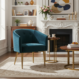 Sunvega Modern Glam Velvet Dining Chair with Button Tufted Waffle Stitch