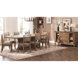 Sunvega Toffee Wood Finish Rope Back Chairs with Camel Upholstered Seats Set of 2