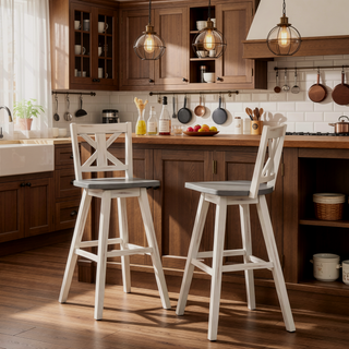 Sunvega Solid Rubberwood Counter Height Dining Table with Distressed Gray Finish