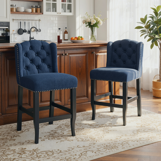 Sunvega Vienna Contemporary Tufted Wingback 31 Inch Counter Stools Set of 2