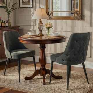 Sunvega Light Grey Curved Back Side Chair Set with Cushioned Seat and Tapered Legs