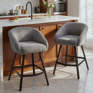 Sunvega Upholstered Bar Stool with Soft Backrest and Armrest for Kitchen Island