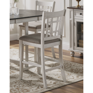 Sunvega Antique White and Rosy Brown Finish Counter Height Dining Table with Extension Leaf