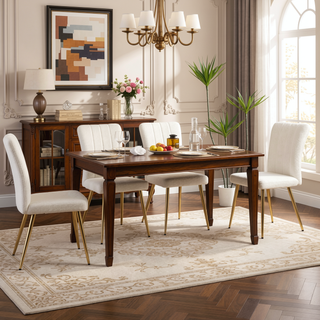 Sunvega Modern White Teddy Wool Dining Chair with Gold Plated Metal Legs for Living Room