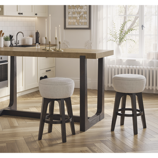 Sunvega Soft White Polyester Backless Bar Stools Set Of 2 For Easy Care
