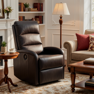 Sunvega Contemporary Faux Leather Recliner Chair with Tufted Backrest and Manual Recline
