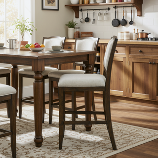 Sunvega Set of 2 Rustic Rubber Wood Bar Stools with Ergonomic Backrest for Kitchen Island