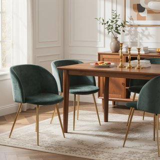 Sunvega Fran Dining Chair with Velvet Upholstery and Tapered Metal Legs Set of 2