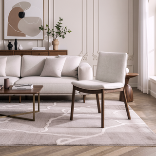 Sunvega Mid-Century Modern Solid Wood Dining Chair Set with Upholstered Fabric