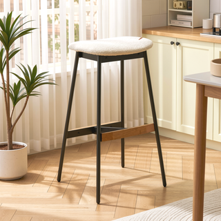 Sunvega Modern Set of 2 Upholstered Bar Stools for Kitchen Island and Counter Height