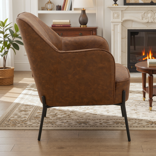 Sunvega Contemporary High Back Accent Chair with Cushioned Seat and Metal Legs