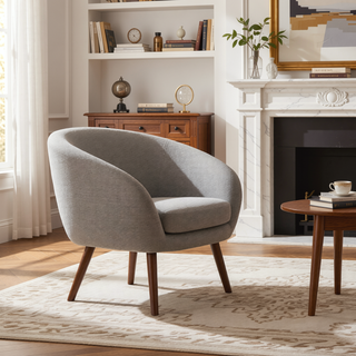 Sunvega Contemporary Accent Lounge Chair with Walnut Wood Legs and Padded Seat