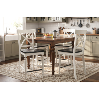 Sunvega Country Style Dark Mocha and Antique White Bar Stools Set of 2