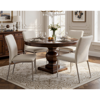 Sunvega Modern Faux Leatherette Side Chair Set of 2 with Soft White Upholstery