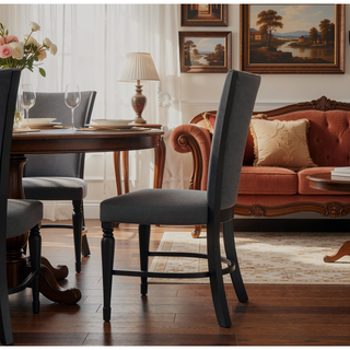 Sunvega Contemporary Glam Upholstered Dining Side Chair with Plush Gray Fabric