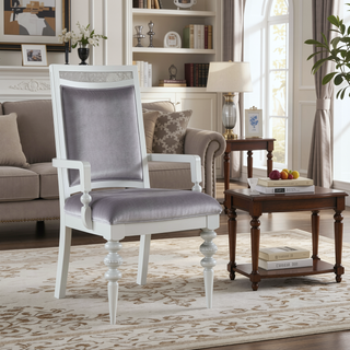 Sunvega Plush Grey Upholstered Arm Chairs with Sparkling Rhinestones and Platinum Finish