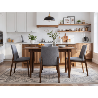 Sunvega Rectangular Walnut Finish Dining Table with Fixed Tabletop for Dining Space