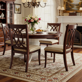 Sunvega Brown Cherry Padded Fabric Dining Chairs Set of 2 Side Chairs