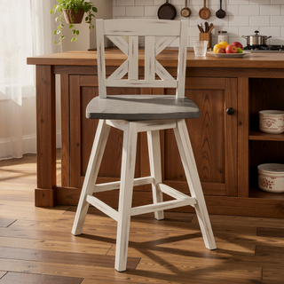 Sunvega Solid Rubberwood Counter Height Dining Table with Distressed Gray Finish