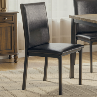 Sunvega Minimalist Mid-Century Inspired Black Leatherette Upholstered Side Chair Set of 2
